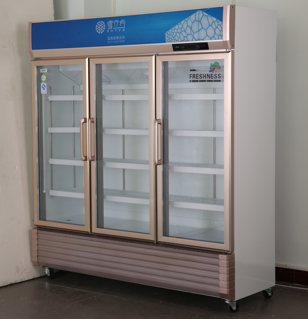 Le congélateur en verre d'affichage de porte de boisson d'acier inoxydable a frigorifié la boisson 3 de bière froide