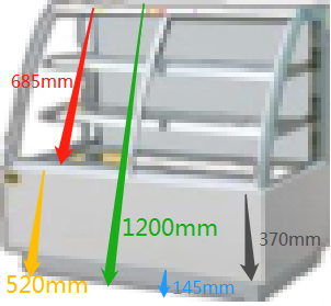 Gâteau refroidi par air incurvé 5 de conservation frais de Front Face Refrigerated Display Cabinet