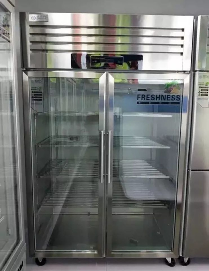 Congélateur en verre commercial 2 de cargueur d'acier inoxydable de porte de grande capacité de porte à deux battants