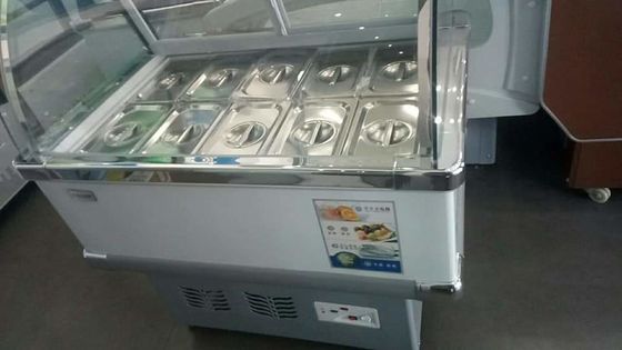 Glass Ice Cream Showcase Freezer 12 Buckets 16 Plates