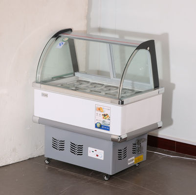 Glass Ice Cream Showcase Freezer 12 Buckets 16 Plates