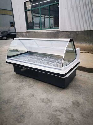 Special Curved Glass Butcher Meat Freezer Supermarket Air Cooling