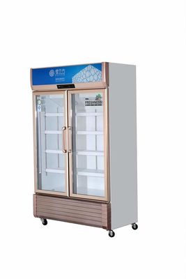 Supermarket Beverage Glass Door Display Freezer Golden Frame 2 Door