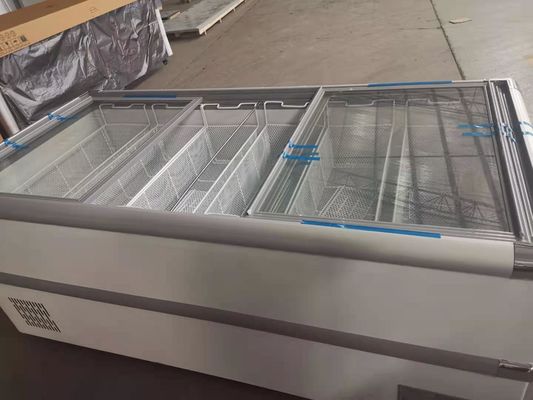 Stainless steel material made of glass sliding door refrigerated refrigerated preservation island cabinet