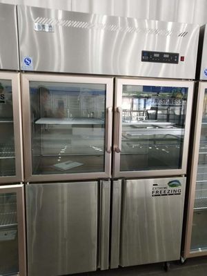 Upper Double Glass Door Stainless Steel Freezer 4 Door Commercial