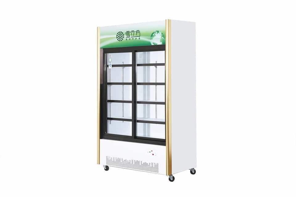Commercial Double Glass Door Display Freezer Sliding Beverage