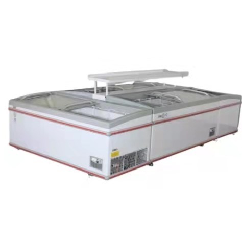 Splice type commercial large capacity frozen fresh meat, food storage frozen freezer island cabinet